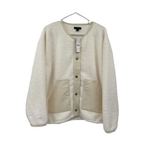 J CREW Teddy Sherpa Fleece Faux Fur lady Jacket Coat White Size XL NWT